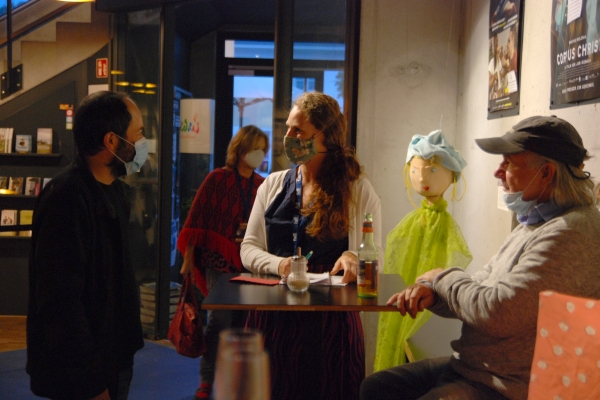 Matjaž Ivanišin (Regie Oroslam), Eva Bauriedl (Moderation), Pepe Danquart (Regie Vor mir der Süden) (© Lisa Bender)